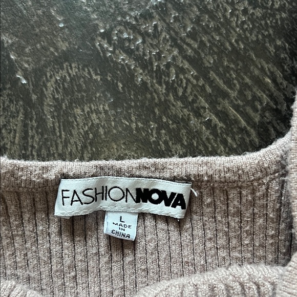 Fashion Nova Cream Ribbed Crop Tank Top - Picture 2 of 2